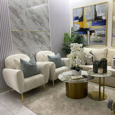 Wooden Twist Comfy Luxury Boucle Fabric Solid Wood Lounge Chairs ( Set of 2 ) - Wooden Twist UAE